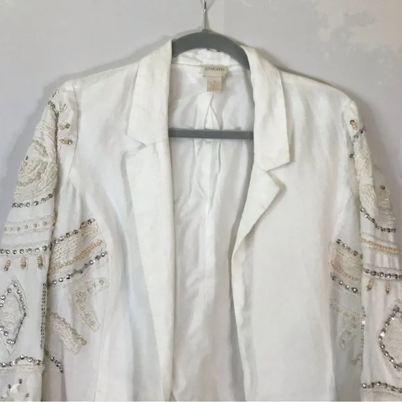 Chico’s Embellished Linen Jacket - Picture 6 of 15